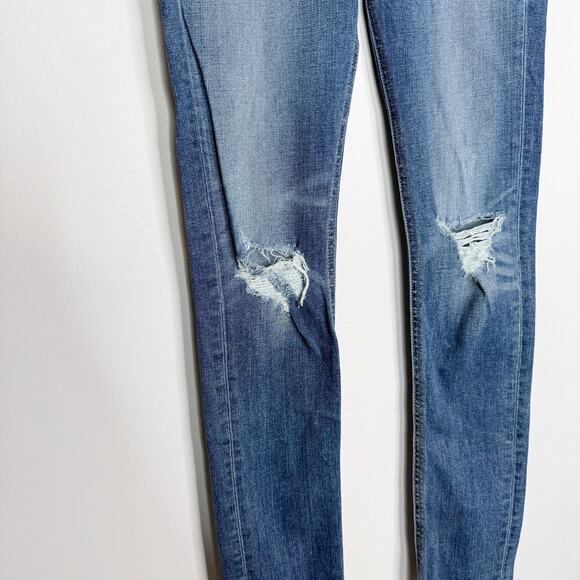 Rag & Bone Womens 26 Medium Blue Skinny Jeans with Ripped Knees Barrons Wash - Picture 5 of 10